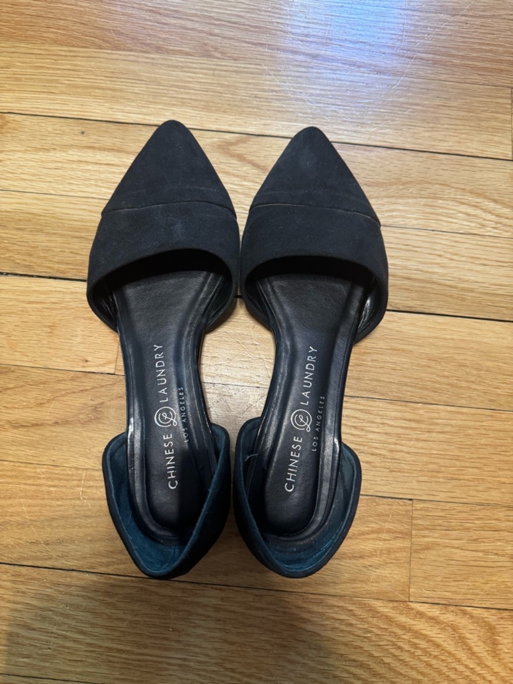 Chinese Laundry Black Pointed D'Orsay Flat Shoes Size 7